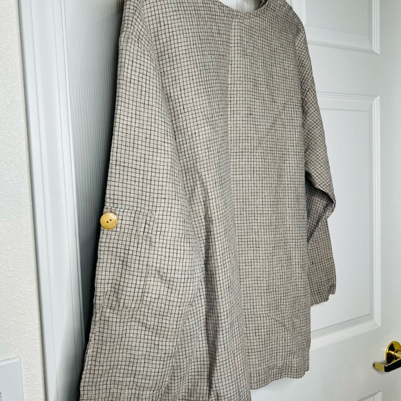 VTG Crunch Sz 1 (Large) Top Women’s Blouse 100% Linen Gray - Picture 4 of 9